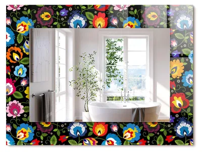 Produktbild von Farbige Volksmuster – Rechteckiger Spiegel mit Druck 80x60 cm – Modern - Dekorativ für die Wand