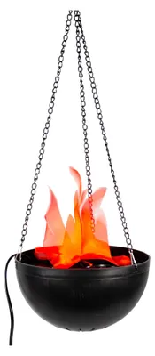 Produktbild von Flammenschale LED Deko – Flackerndes Feuer Effekt Licht Ø19,5cm – Hängend & stehend Halloween Dekoration für Fasching Karneval Mottoparty Haunted House