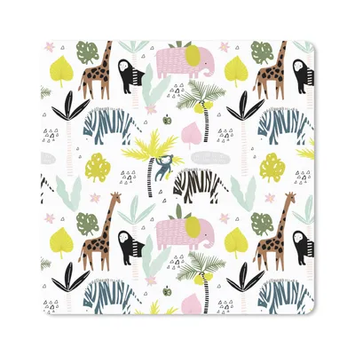 Produktbild von MuchoWow® Mauspad Mousepad Dschungel - Elefant - Affe 20x20 cm - Mousepads - Maus Mat - Pad - Mausunterlage - Desk Mat - Bureauartikeln