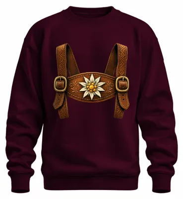 Immagine prodotto di Pantaloni tradizionali in pelle, abbigliamento da , maglietta tradizionale, abito tradizionale (Dirndl), felpa, maglione, colore bordeaux, taglia M