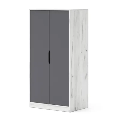 Produktbild von Kleiderschrank SAMOA FUJI - CRAFT WEIß / GRAPHIT - Funktionaler Schrank 83,8 cm mit Regalböden und Kleiderstange