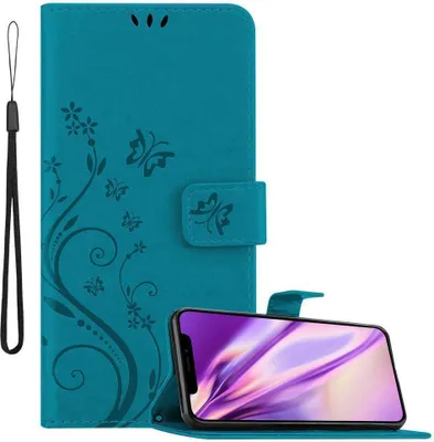 Immagine prodotto di Cadorabo Custodia per Apple iPhone 11 Custodia protettiva in blu Custodia protettiva per telefono cellulare Custodia Fiori Custodia