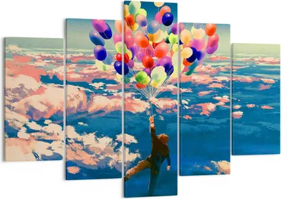 Produktbild von Bild auf Leinwand - Leinwandbild - Abstraktion Ballon - 150x100cm - Wand Bild - Wanddeko - Leinwanddruck - Bilder - Kunstdruck - Wanddekoration - Leinwand bilder - Wandkunst - EA150x100-3720