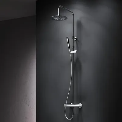 Produktbild von AM.PM Duschsystem Regendusche mit Thermostat 38℃, Edelstahl Duscharmatur Set, Duschsäule Regendusche, inkl. verstellbar Duschstange und Handbrause