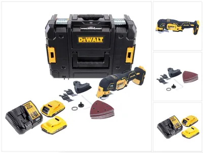 Image de DeWalt DCS355D2 Outil oscillant multi-cutter sans fil sans fil 18V Brushless + 2x Batteries 2,0Ah + Chargeur + Coffret TSTAK + Accessoires 29 pcs.