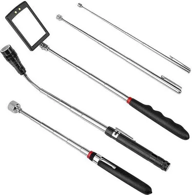 Obrázok produktu pre Teleskopické magnetické náradie – 2 lb, 3 lb a 15 lb – Magnetická tyč – Vysúvateľná – Teleskopické zrkadlo – Teleskopická baterka