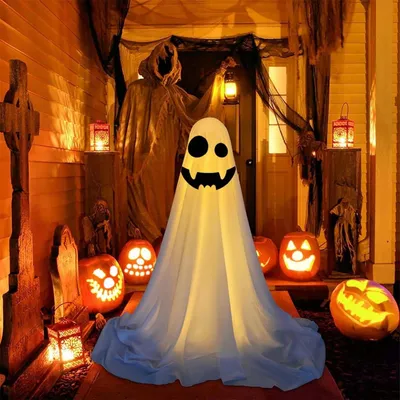 Produktbild von Halloween Geister Dekoration Geisterlichter mit LED Lichterkette Batteriebetrieben für Garten Spukhaus Party Deko, 165cm