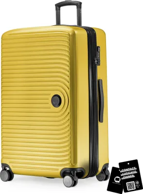 Produktbild von Hauptstadtkoffer - Großer Koffer + digitaler Kofferanhänger, Reisekoffer XL Erweiterung, Hardcase Rollkoffer 4 Rollen Aufgabegepäck 130L TSA-Schloss,Gelb