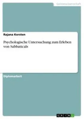 Produktbild von Psychologische Untersuchung zum Erleben von Sabbaticals