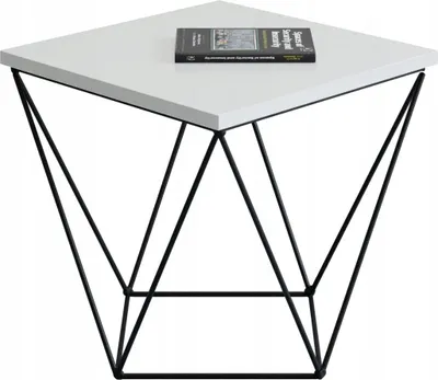 Productafbeelding van Koffietafel, metalen, vierkant, industriële stijl, zwart + wit, glanzend