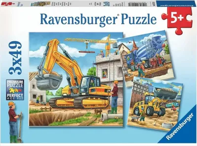 Produktbild von 3 x 49 Teile Ravensburger Kinder Puzzle Große Baufahrzeuge 09226