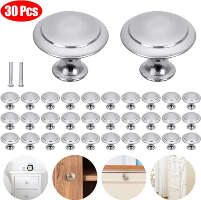 Produktbild von 30 Stück Möbelknopf Ø30mm Edelstahl Schrankknopf Schubladenknopf Knauf Türknopf