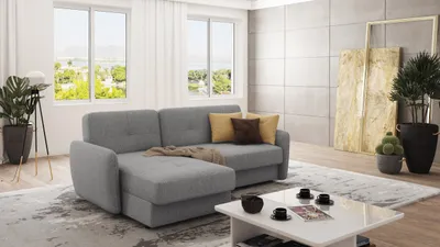 Produktbild von S-STYLE MÖBEL - Modernes Ecksofa Lento mit Ottomane und Schlaffunktion aus Grau Luxusmicrofaser - Ottomane links, B/T/H: 232 cm/ 147 cm/ 83  cm