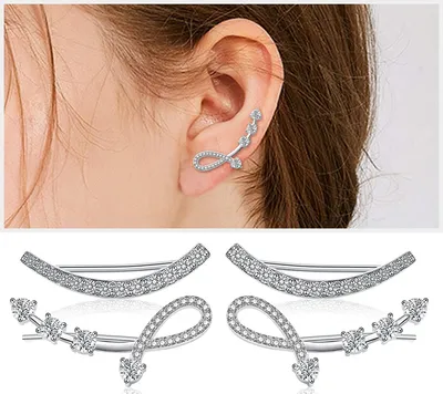 Produktbild von 925 Sterling Silber Zirkonia Ohrringe-Hypoallergene Ohrringe Kristallohrringe Ohrring-Set