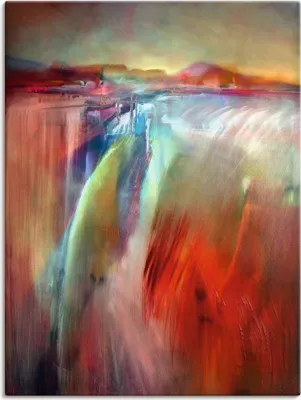 Produktbild von ARTland Leinwandbild Das Dorf am Wasserfall Größe: 90x120 cm