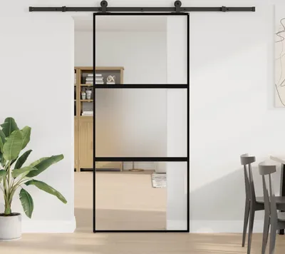 Immagine prodotto di Porta Scorrevole Ferramenta 90x205 cm Vetro Temperato Alluminio