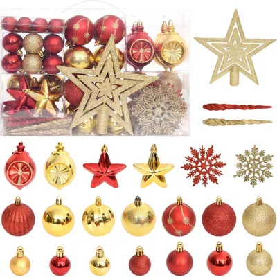 Productafbeelding van 108-delige Kerstballenset goud en rood