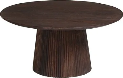 Image de Table basse ronde MITCHEL – Bois exotique de manguier brun diamètre 80 cm