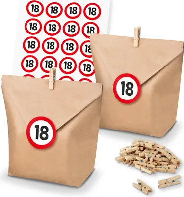 Produktbild von itenga SET Geschenktüten Verkehrszeichen 18 (103) 24x Tüten+Klammern+Sticker
