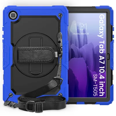 Productafbeelding van Beschermhoes 4-in-1 voor Samsung Galaxy Tab A7 SM-T500 T505 10.4 inch, harde hoes + standaardfunctie + draagriem, blauw