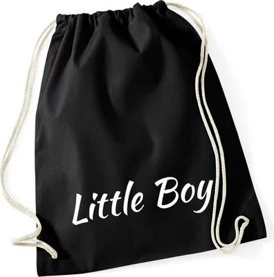 Produktbild von Huuraa Turnbeutel Little Boy Schriftzug 12 Liter Black Baumwolle Rucksack Geschenkidee