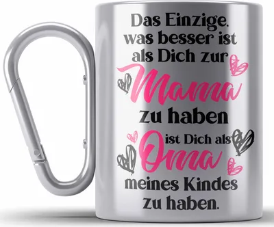 Produktbild von Trendation - Mutter Geschenk Mama Edelstahl Tasse Karabiner Muttertag Muttertagsgeschenk Mama Edelstahl Tasse Karabiner Spruch Karabiner Edelstahl Tasse Karabiner Edelstahl Spruch (Silber)