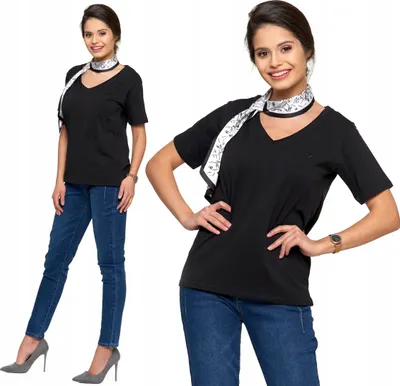 Immagine prodotto di Moraj - T-shirt nero - T-shirt da donna taglia 3XL - T-shirt con scollo a V - T-shirt in cotone