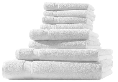 Produktbild von XL-Set 8tlg Frotteetücher Elegance 100% Baumwolle 500 gsm Gästetücher Handtücher Duschtücher Badetücher weiß