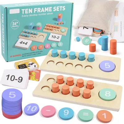 Imagen del producto de Juguetes Montessori para matemáticas: números, juguetes de madera educativos, juegos didácticos, conteo, juguetes para desarrollar la motricidad, juegos de encaje