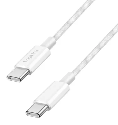 Imagen del producto de Logilink CU0340 Logilink USB 2.0 Typ-C Kabel C/M > C/M, Nylon, 60W weiß 0,5m
