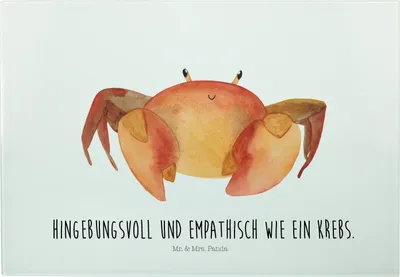 Produktbild von Mr. & Mrs. Panda Servierplatte Sternzeichen Krebs - Weiß - Geschenk, Schneidebrett, Hackbrett, schneidbrett, Glasschneidebrett, jausenbrett, Krabbe, Meer, Schneidplatte