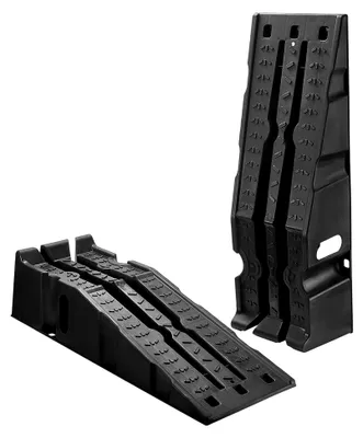 Produktbild von Autorampen 2 Stück, 17 cm Hubhöhe, tragbare Servicerampen für Wartung in der Garage, Ölwechsel und Reparatur von Lkw, 1814 kg (pro Rampe) belastbar, Auffahrhilfe Schwarz