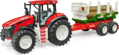 Produktbild von Bruder Spielfahrzeug Roadmax Traktor ROADMAX Traktor mit Rückean- hänger und 3 Baumstämmen 03453