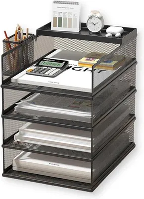 Produktbild von Famanu Briefablage 5 Ebenen - Büro Papierorganizer - Dokumentenregal - Stifthalter