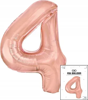 Obrázek produktu pro Balónek Fool Digital 4 Rose Gold Na Narozeninovou Párty 40Cm