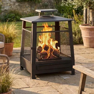 Produktbild von Terrassenofen aus Gusseisen, Pagode, Kaminofen, Schwarz, KI-generiertes Bild