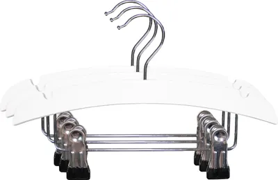 Produktbild von TWF Kleiderbügel Mit Clips - 3 Stück - Holz Weiß