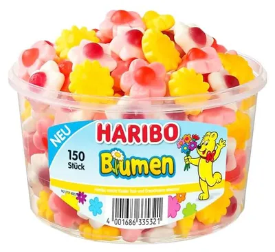 Image de Haribo Fleurs multicolores Gomme fruitée fleurs fourrée de confiserie 1020g