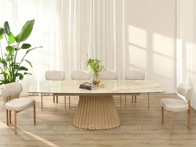 Obrázek produktu pro Designový rozkládací stůl 180(260)x98 FAMTIS - béžovozlatý mramor / béžový