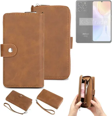Produktbild von K-S-Trade Handyhülle Schutzhülle kompatibel mit Ulefone Note 20 Pro & Portemonnee Tasche Handytasche Case Etui Geldbörse Wallet braun (1x)