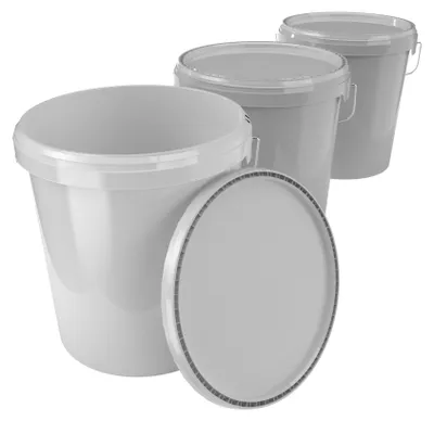 Produktbild von Eimer mit Deckel 16 L | Vorratseimer | Lebensmittelecht Grau | PP | 3 Stück