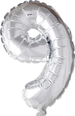 Obrázok produktu pre Fóliový balón s číslom "9" strieborný 40 cm
