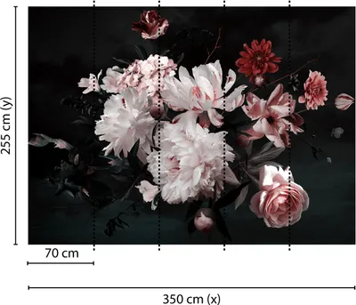 Produktbild von Tadessi Fototapete | Blumen | 3.50 m x 2.55 m | Weiß | Rosa | Wandbild | Digitaldruck