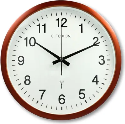 Image de CLOXON Horloge murale radiofréquence 32,5 cm avec boîtier moderne en bois Horloge murale en bois foncé brun avec radiofréquence
