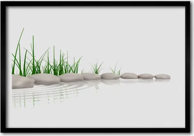 Produktbild von Bild 100x70 MDF-Rahmen Wandkunst Steine ​​Grass Kunst