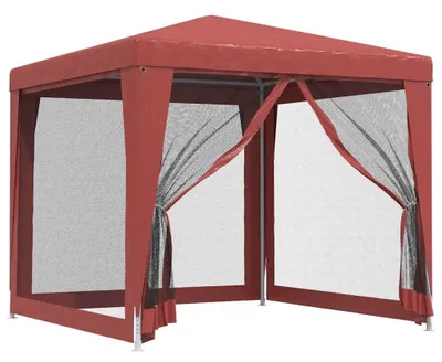 Productafbeelding van vidaXL Partytent met 4 gaaswanden, rood, 2,5 x 2,5 m, HDPE