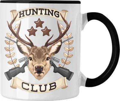 Produktbild von Trendation - Jäger Hunting Club Tasse Geschenk für Jäger Becher Männer Spruch Jagd Jagen (Schwarz)