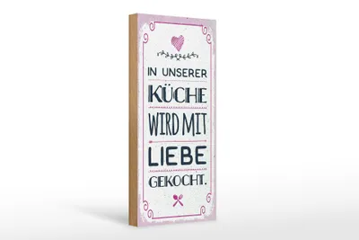 Produktbild von Holzschild  In unserer Küche wird mit Liebe gekocht, 27 x 10 cm, Holzschilder Spruch Küche Kochmütze