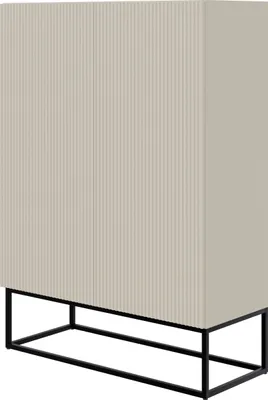 Produktbild von Selsey Veldio - Highboard 2-türig, graubeige mit schwarzem Metallgestell, 90 cm