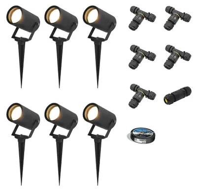 Produktbild von HOFTRONIC LED Gartenstrahler Spikey 6x GU10 4W 345lm 2700K Schwarz IP65